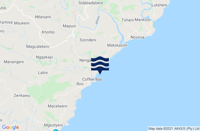 Mapuzi, South Africa tide times map
