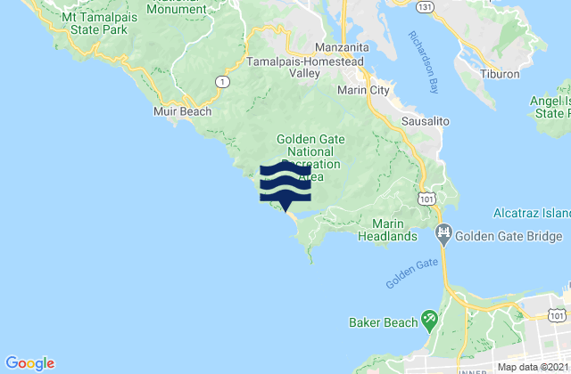 Marin County, United States tide chart map