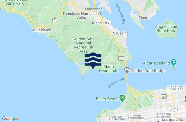 Marin Peninsula, United States tide chart map