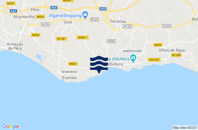 Marina de Albufeira, Portugal tide times map