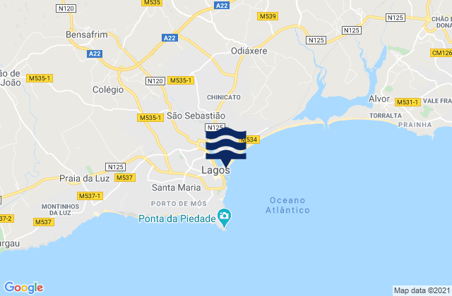 Marina de Lagos, Portugal tide times map