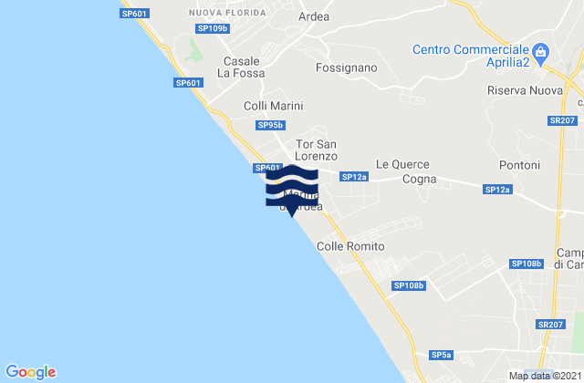 Marina di Ardea-Tor San Lorenzo, Italy tide times map