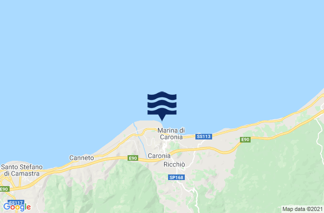 Marina di Caronia, Italy tide times map
