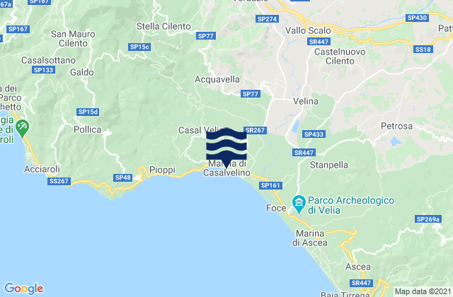 Marina di Casal Velino, Italy tide times map