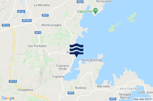 Marina di Portisco, Italy tide times map