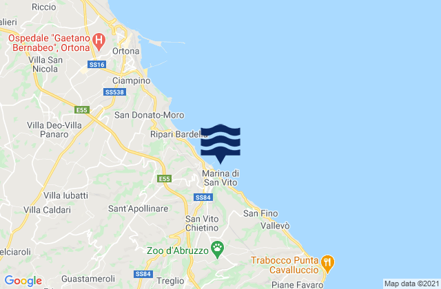 Marina di San Vito, Italy tide times map