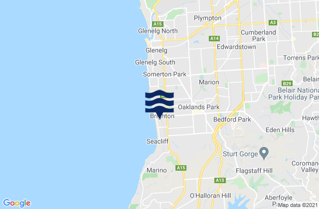 Marion, Australia tide times map