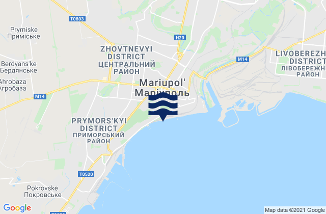Mariupol, Ukraine tide times map