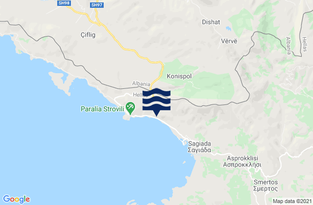 Markat, Albania tide times map