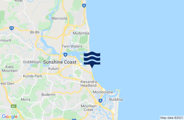 Maroochydore Beach, Australia tide times map