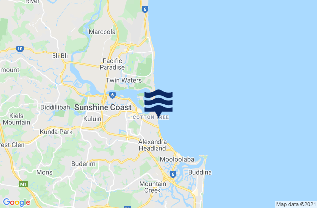 Maroochydore, Australia tide times map