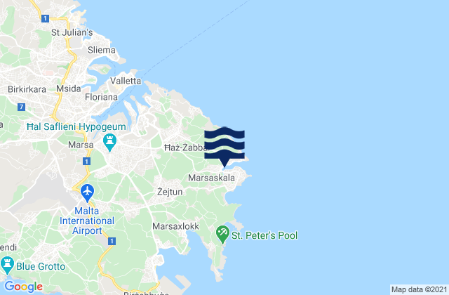 Marsaskala, Malta tide times map