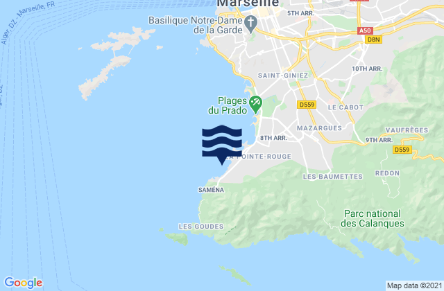 Marseille - La Verrerie, France tide times map