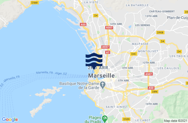 Marseille-Fos Port, France tide times map