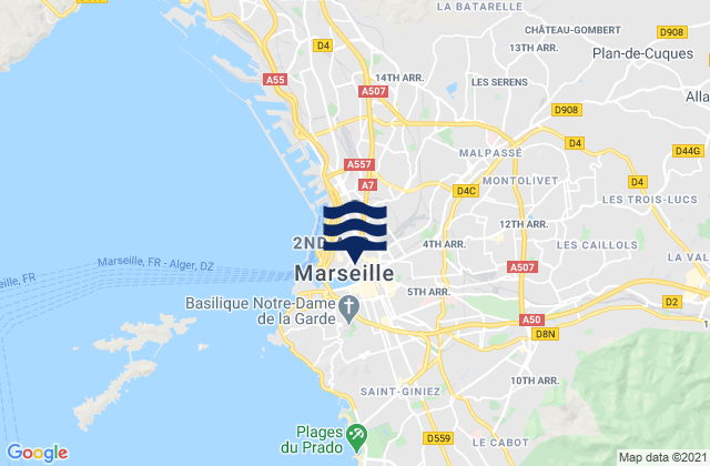 Marseille 03, France tide times map