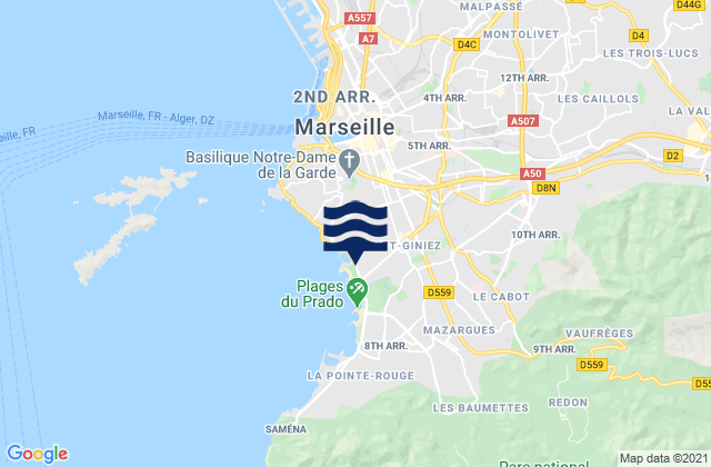 Marseille 08, France tide times map