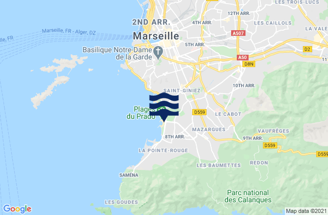 Marseille 09, France tide times map