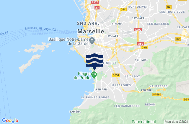 Marseille 10, France tide times map