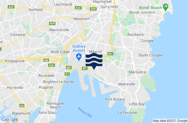 Mascot, Australia tide times map