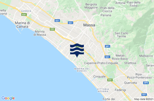 Massa, Italy tide times map