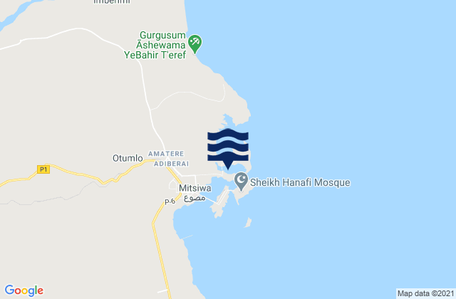 Massaua, Eritrea tide times map