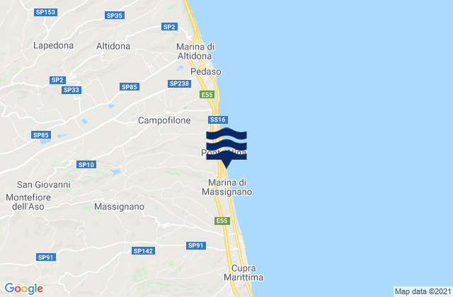 Massignano, Italy tide times map