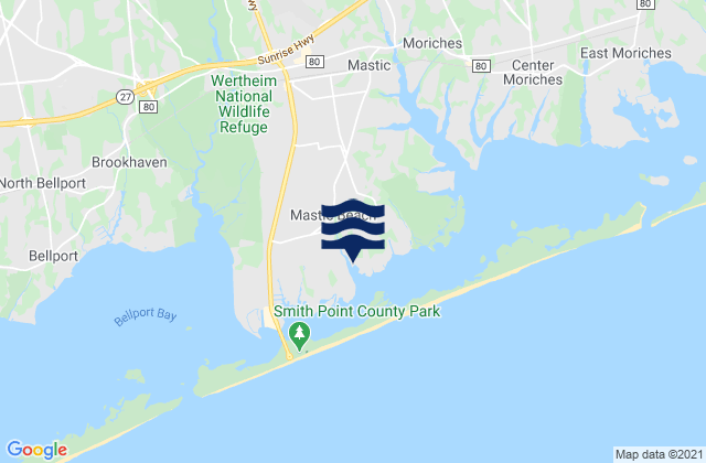 Mastic Beach, United States tide chart map