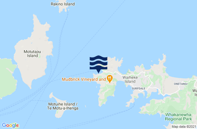 Matiatia Bay, New Zealand tide times map