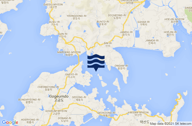 Mato-sudo, South Korea tide times map