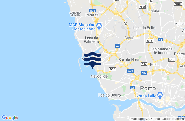 Matosinhos, Portugal tide times map