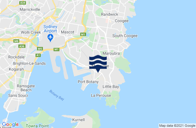 Matraville, Australia tide times map
