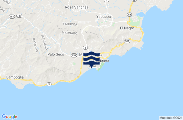 Maunabo Barrio-Pueblo, Puerto Rico tide times map