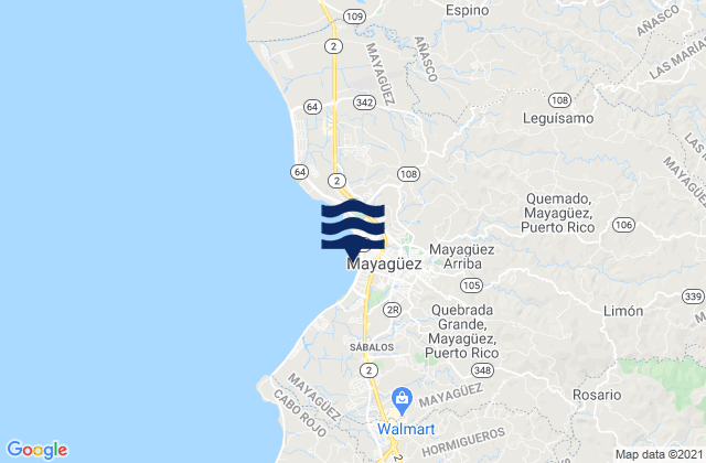 Mayagueez, Puerto Rico tide times map