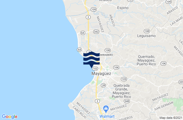 Mayaguez (sub), Puerto Rico tide times map