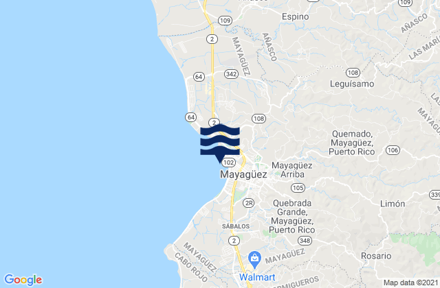 Mayaguez, Puerto Rico tide times map