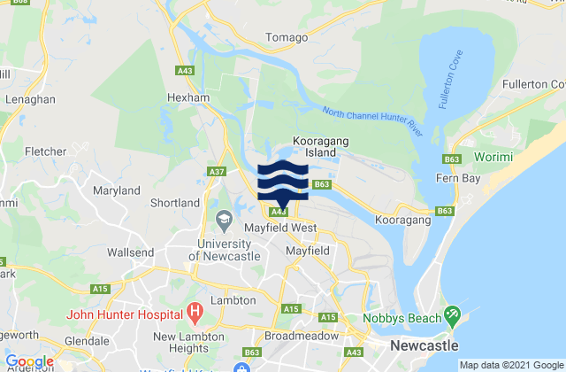 Mayfield West, Australia tide times map