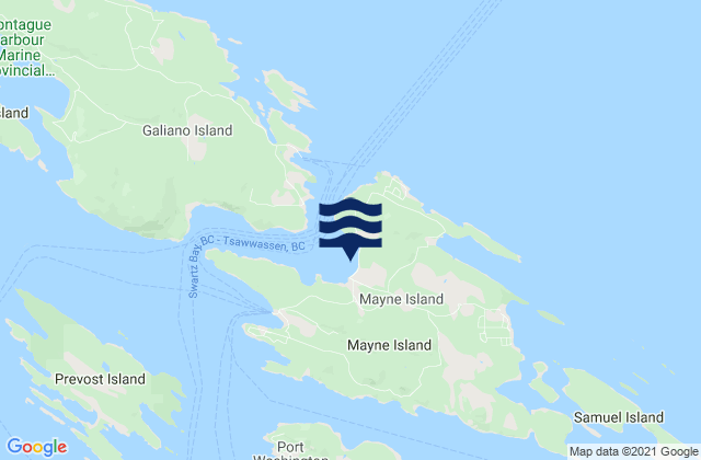 Mayne Island, Canada tide times map