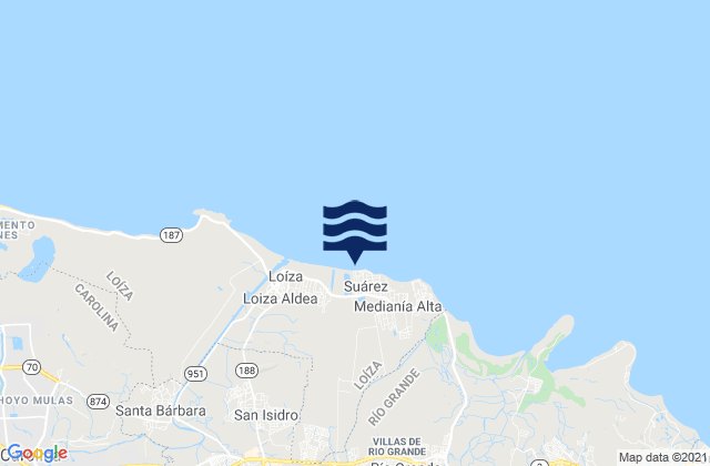 Mediania Baja Barrio, Puerto Rico tide times map