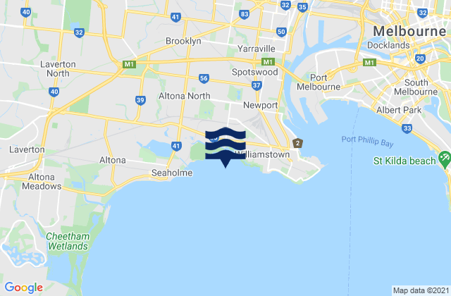 Melbourne, Australia tide times map
