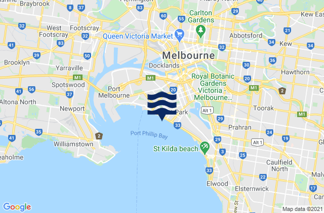 Melbourne, Australia tide times map
