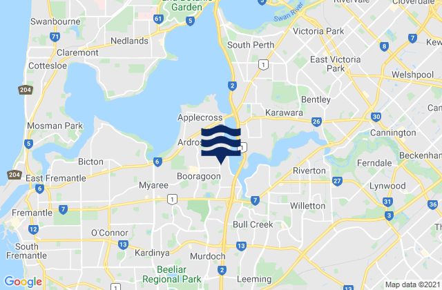 Melville, Australia tide times map