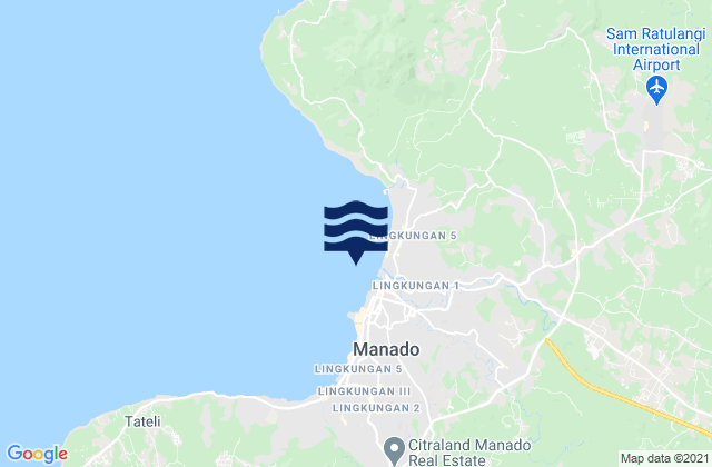 Menado, Indonesia tide times map