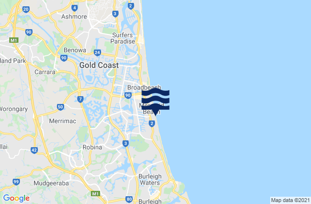 Mermaid Beach Gold Coast, Australia tide times map