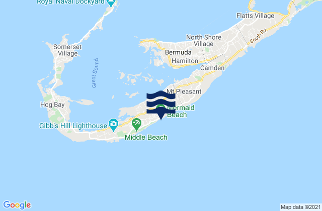 Mermaid Beach, Bermuda tide times map