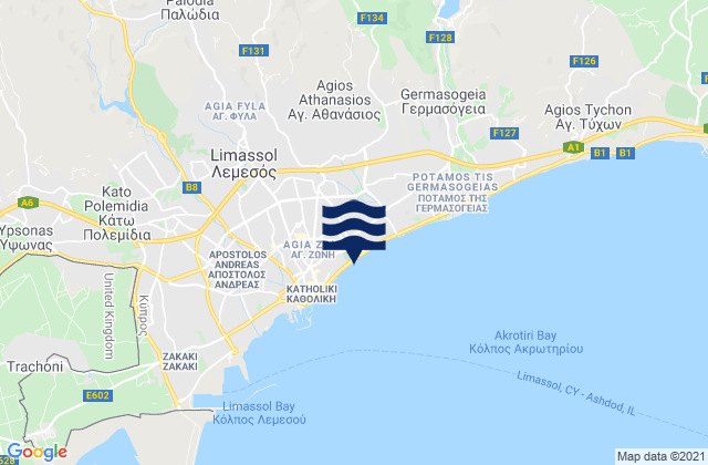 Mesa Geitonia, Cyprus tide times map