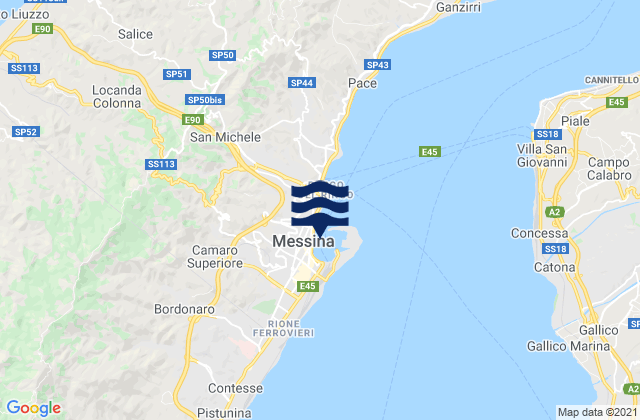 Messina, Italy tide times map