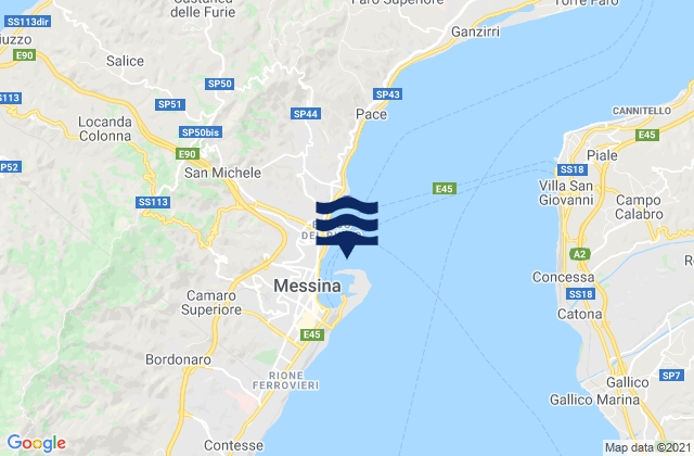 Messina Sicily, Italy tide times map
