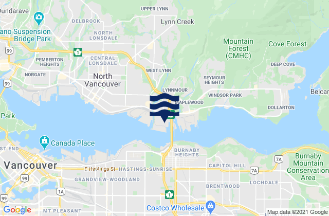Metro Vancouver Regional District, Canada tide times map