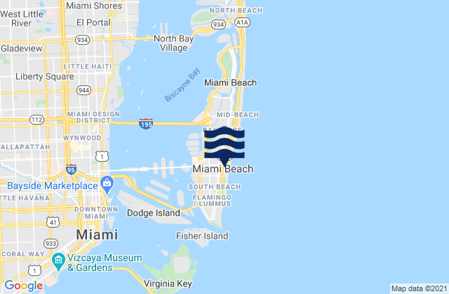 Miami Beach, United States tide chart map