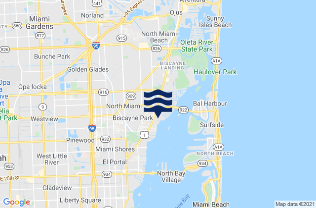 Miami Gardens, United States tide chart map
